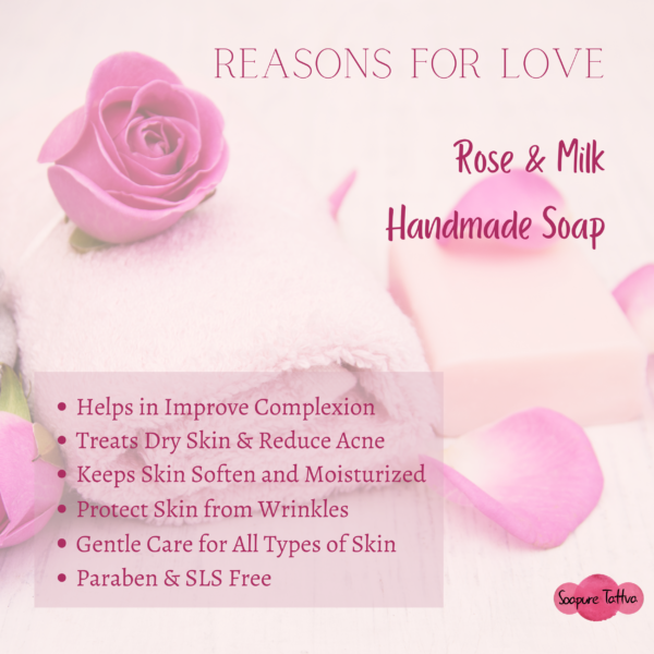 Soapure Tattva Rose & Milk Handmade Beauty Soap with Natural Saffron - Image 3