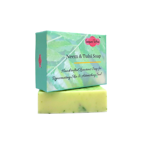 Neem and Tulsi Handmade Herbal Soap with Aroma of Natural Almond & Coconut Oil