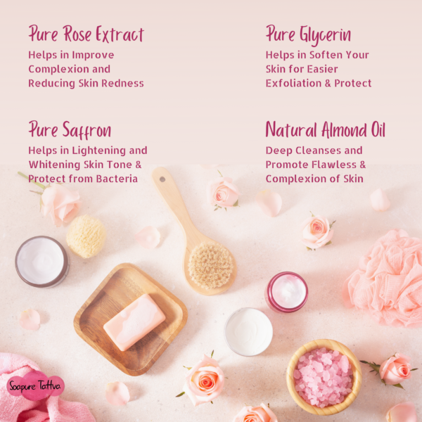 Soapure Tattva Rose & Milk Handmade Beauty Soap with Natural Saffron - Image 4