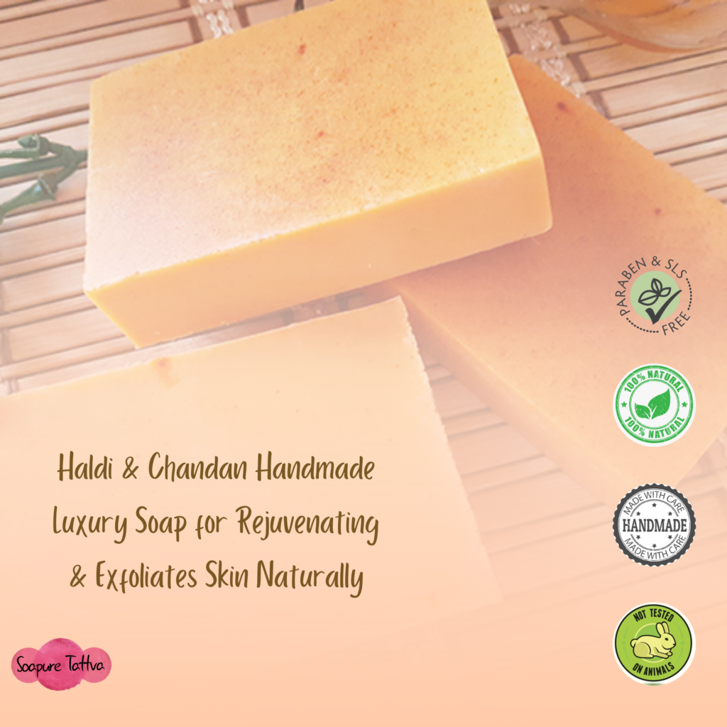 Haldi Chandan Handmade Herbal Soap With Natural Saffron Handcrafted