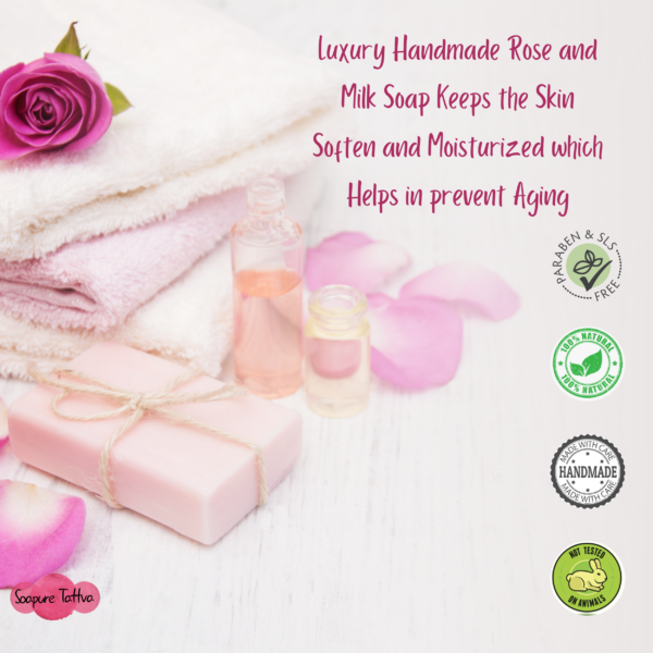 Soapure Tattva Rose & Milk Handmade Beauty Soap with Natural Saffron - Image 7