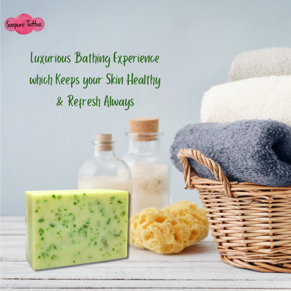 Neem and Tulsi Handmade Herbal Soap with Aroma of Natural Almond & Coconut Oil - Image 9