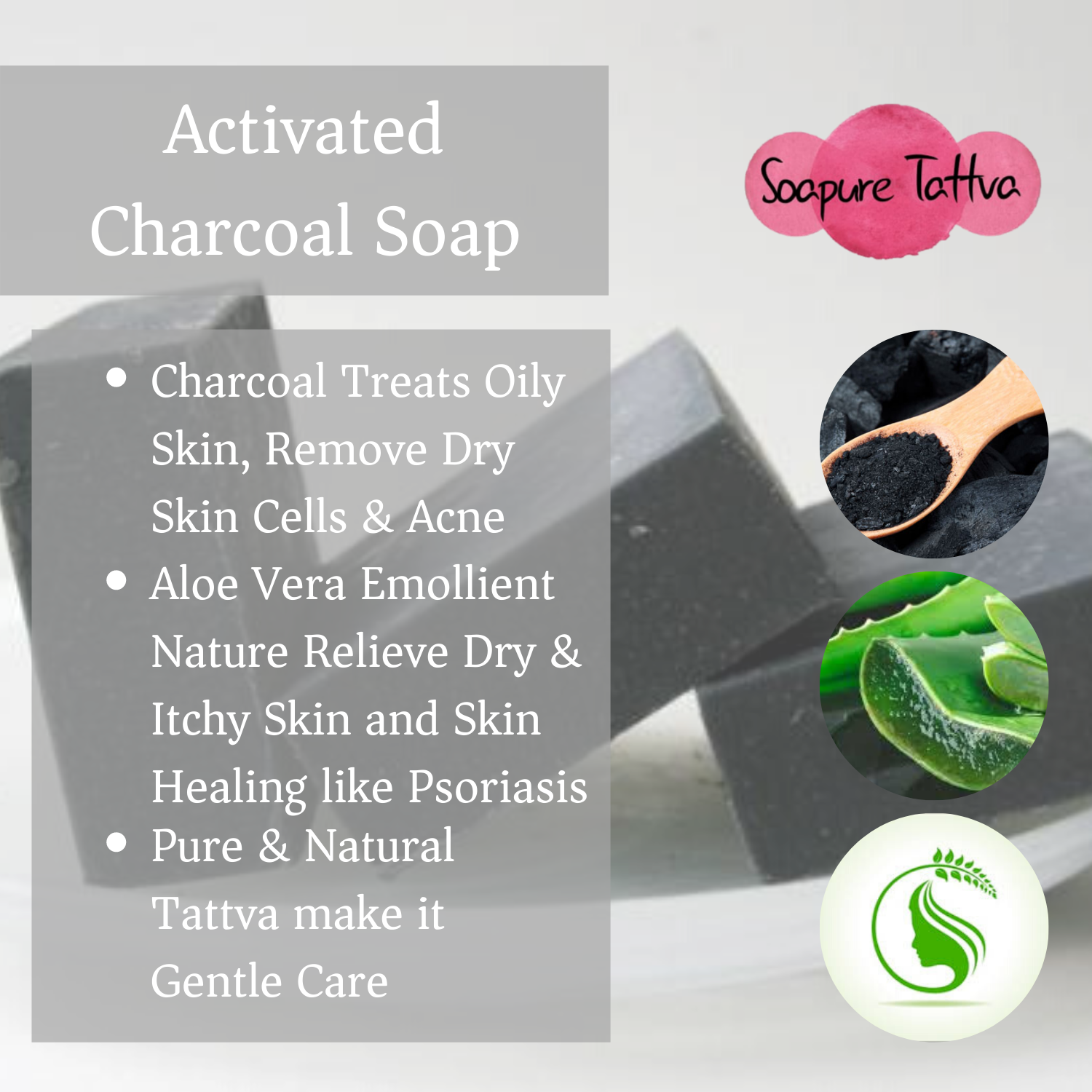 Activated Charcoal Handmade Beauty Soap With Natural Aloe Vera And Aroma